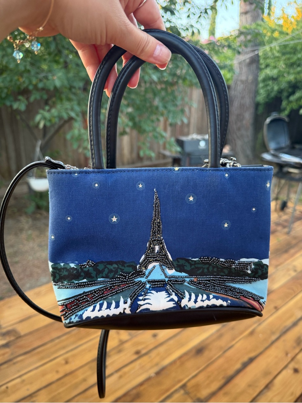 St. John’s Bay Paris Eiffel Tower Beaded Mini Top Handle Handbag